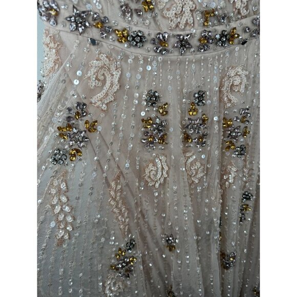 MAC DUGGAL 93575 Embellished Blush Wrap Over Sleeves A Line Gown Dress Size 2 - Picture 12 of 15